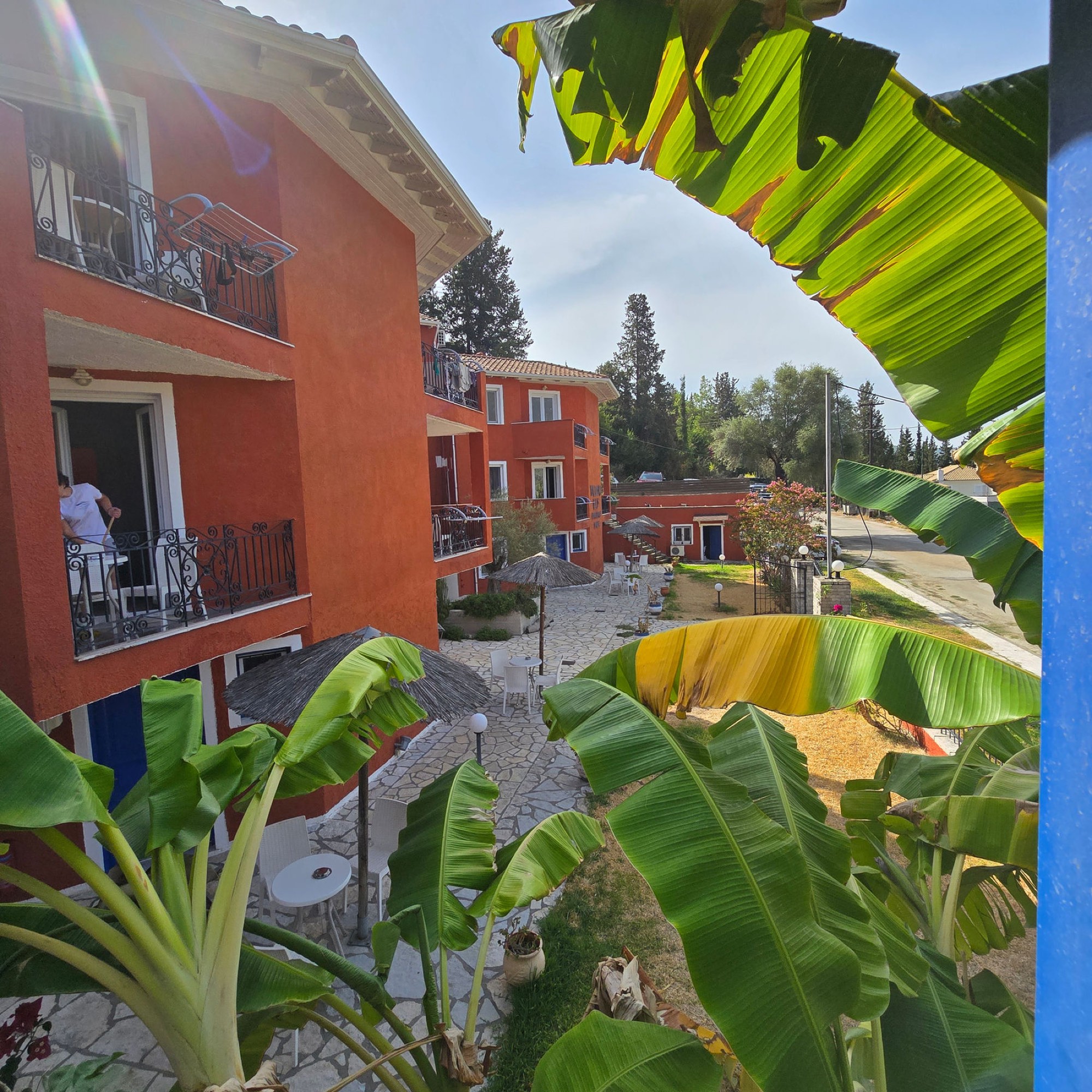 Colourful traditional house among the plants of Lefkada
