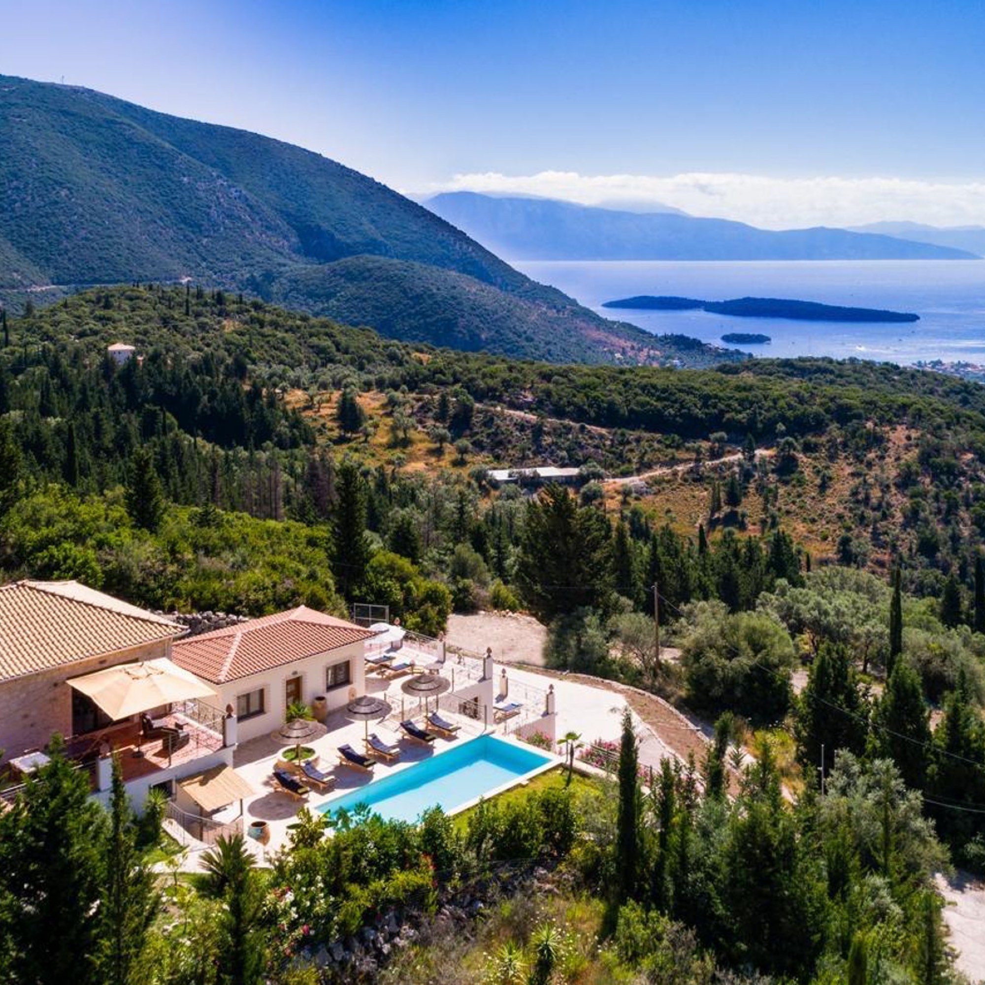 Villa with pool among the olive trees of Lefkada